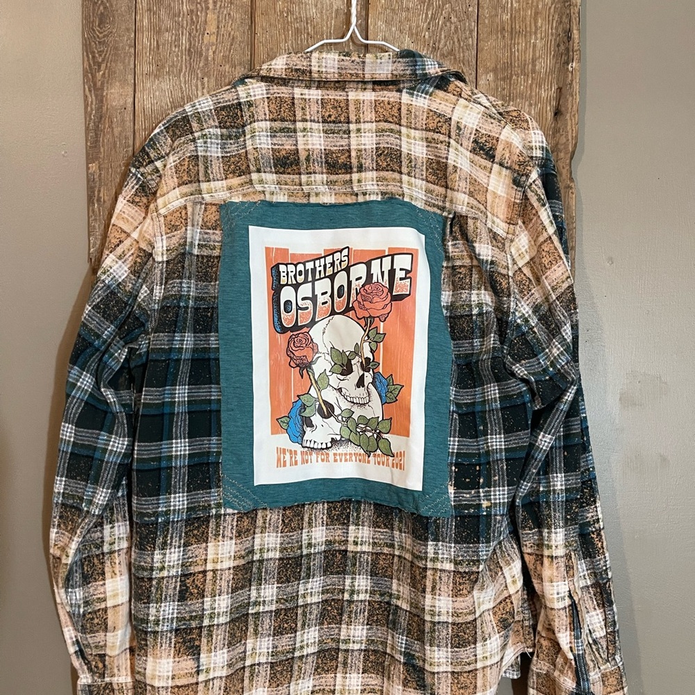 Brothers Osborne Up-Cycled Flannel Shirt with Graphic Patch
